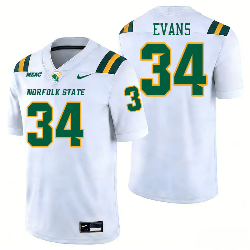 Norfolk State Spartans #34 X'Zavion Evans College Football Jerseys,Uniforms Stitched-White